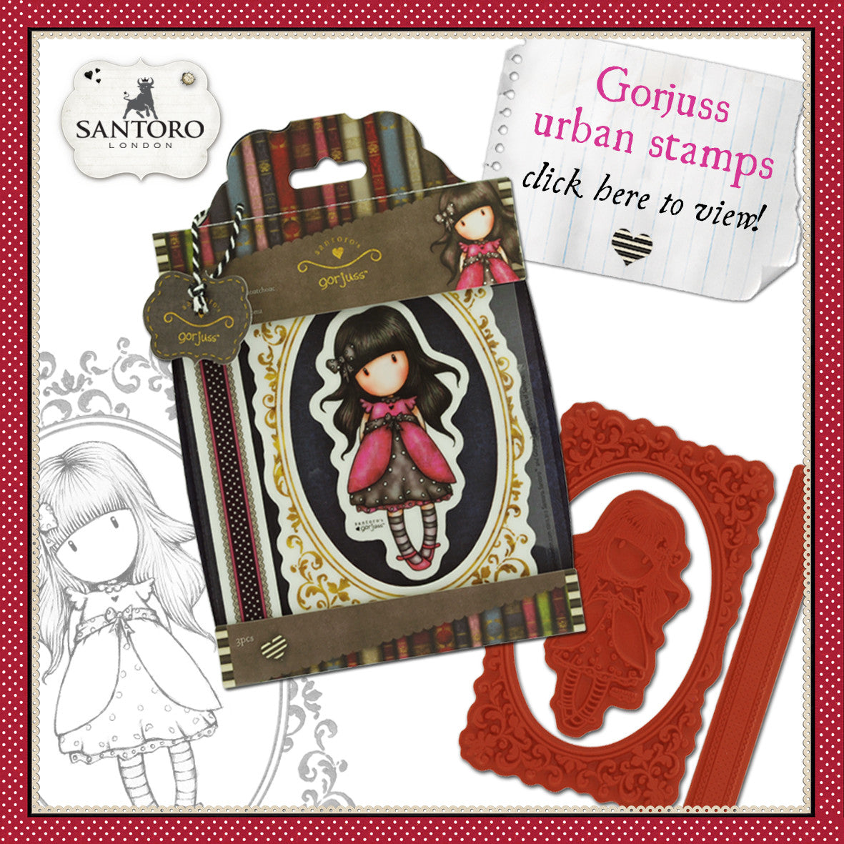 Santoro Gorjuss Collectable Mini Rubber Stamp No.82 Doe-eyed
