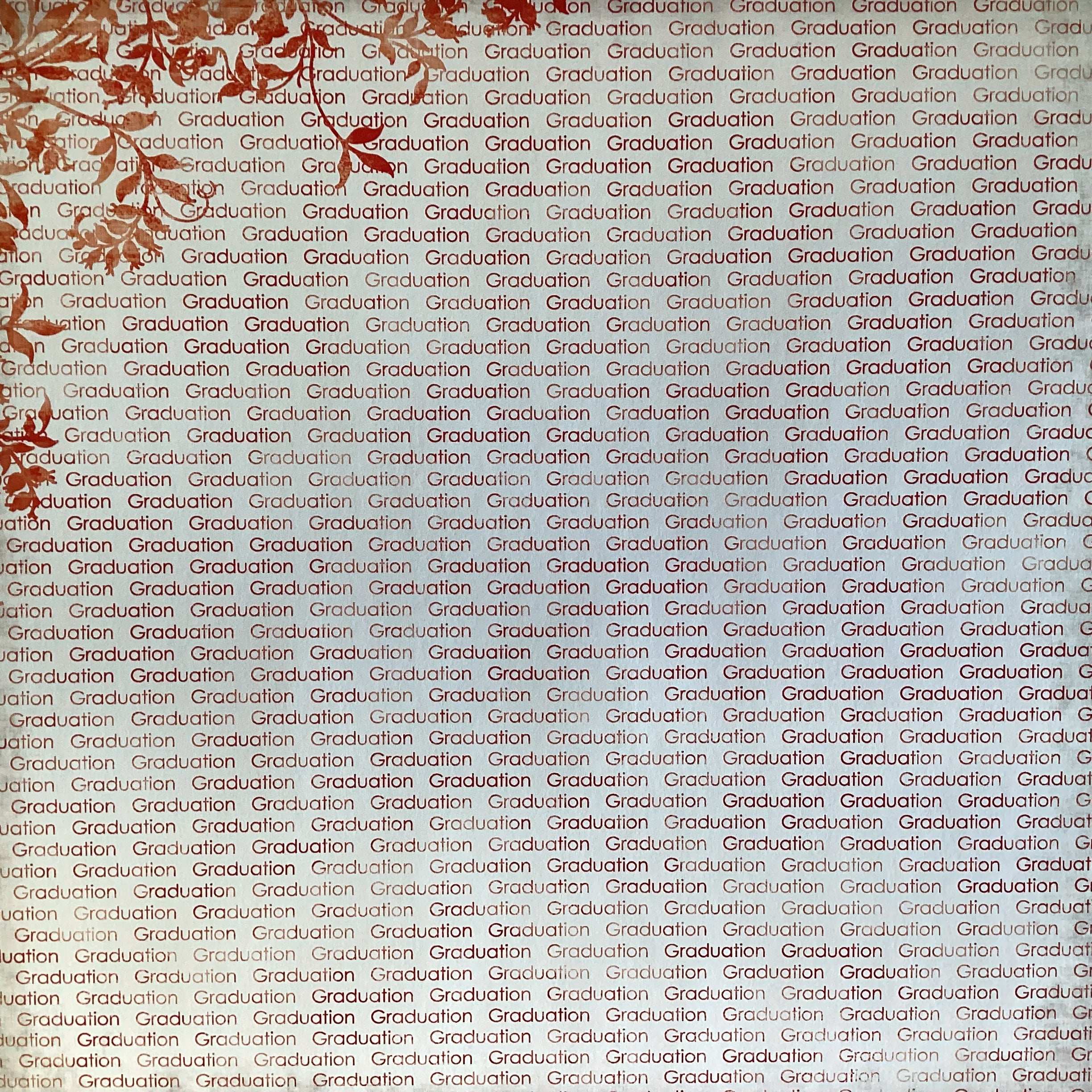 GRADUATION FLORAL LEFT RED School 12"X12" Scrapbook Paper