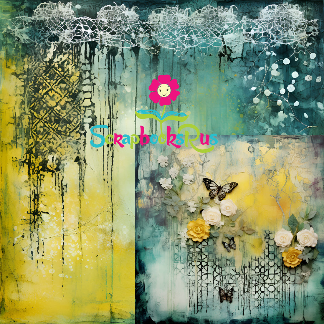 Scrapbooksrus FLORALS ON THE FRINGE 12"X12" Scrapbook Paper