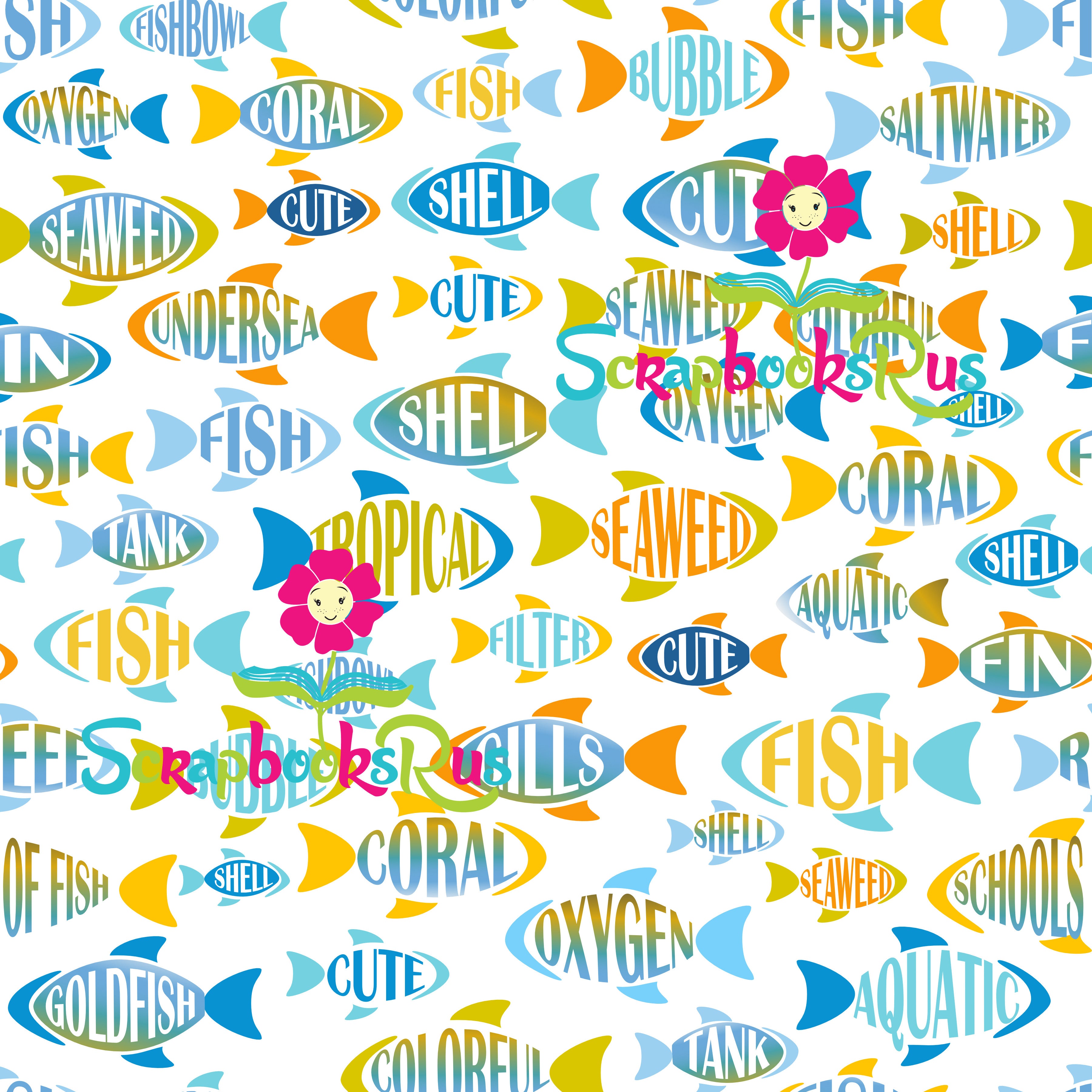 Scrapbooksrus AT THE AQUARIUM PACK 12pc 12"X12" Scrapbook Paper