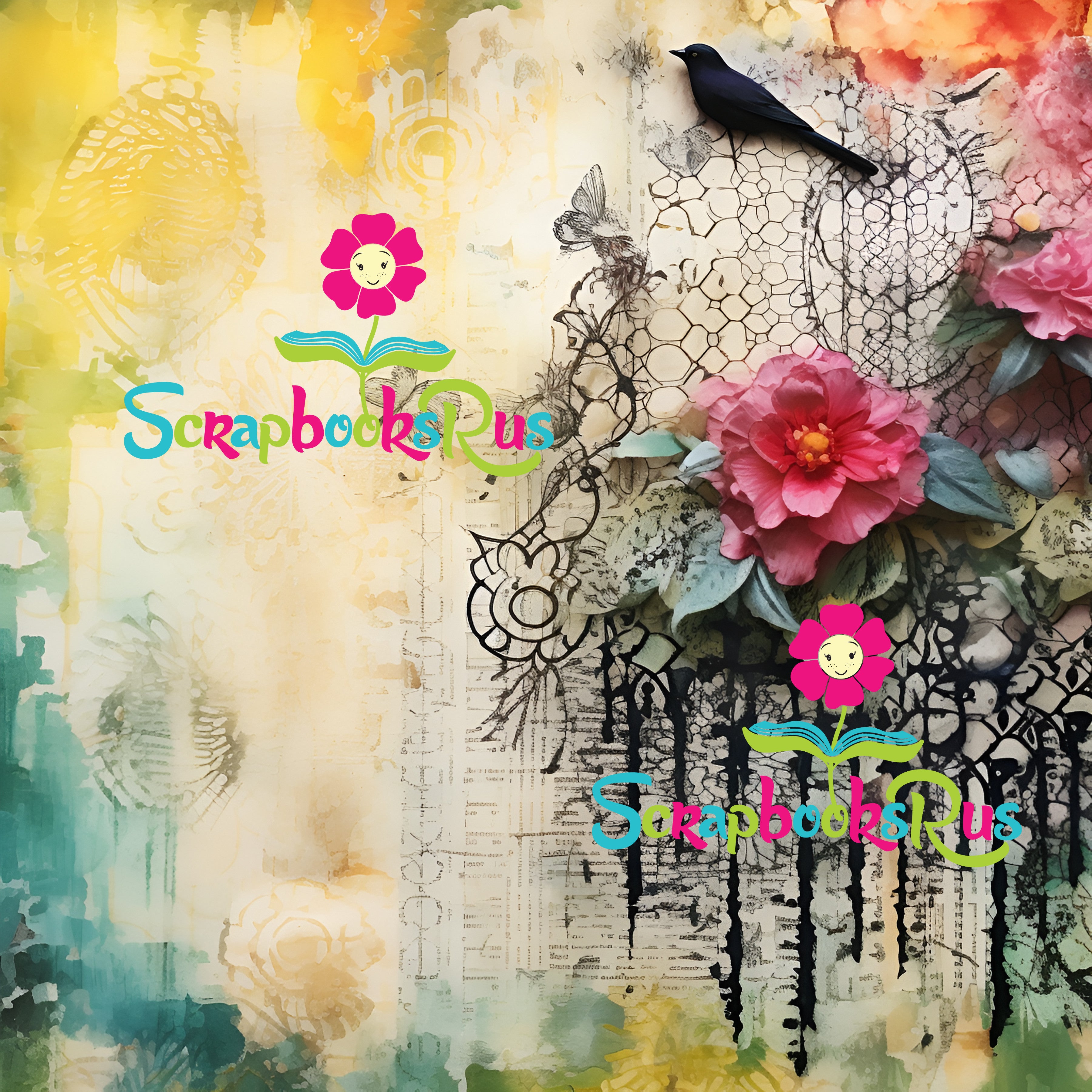 Scrapbooksrus FLORALS ON THE FRINGE PACK 12pc 12"X12" Scrapbook Paper