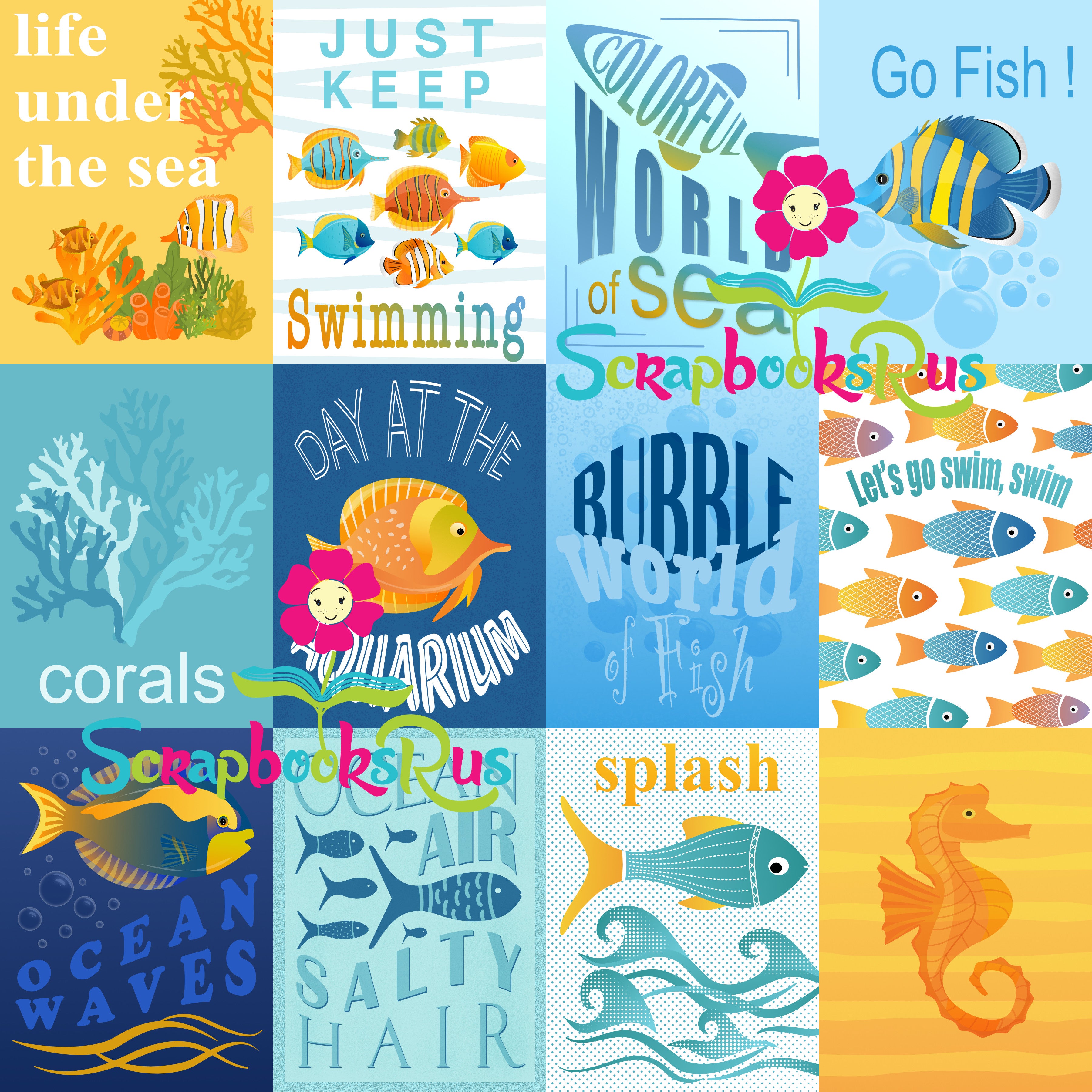 Scrapbooksrus AT THE AQUARIUM PACK 12pc 12"X12" Scrapbook Paper