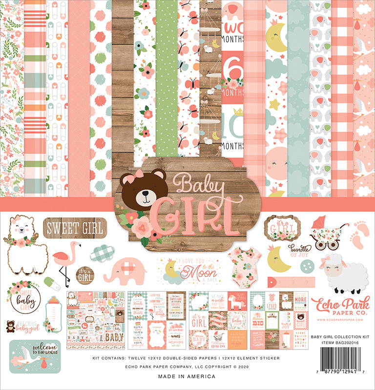 Echo Park BABY GIRL 12"X12" Scrapbook Collection Kit
