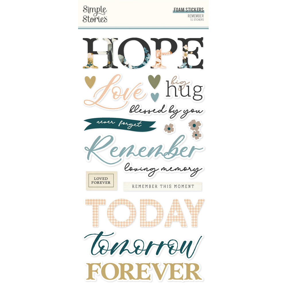 Simple Stories REMEMBER Foam Stickers 51pc