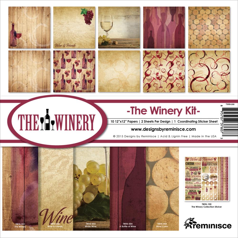 Reminisce THE WINERY 12"X12" Kit Scrapbook Paper Pack 10 pc.