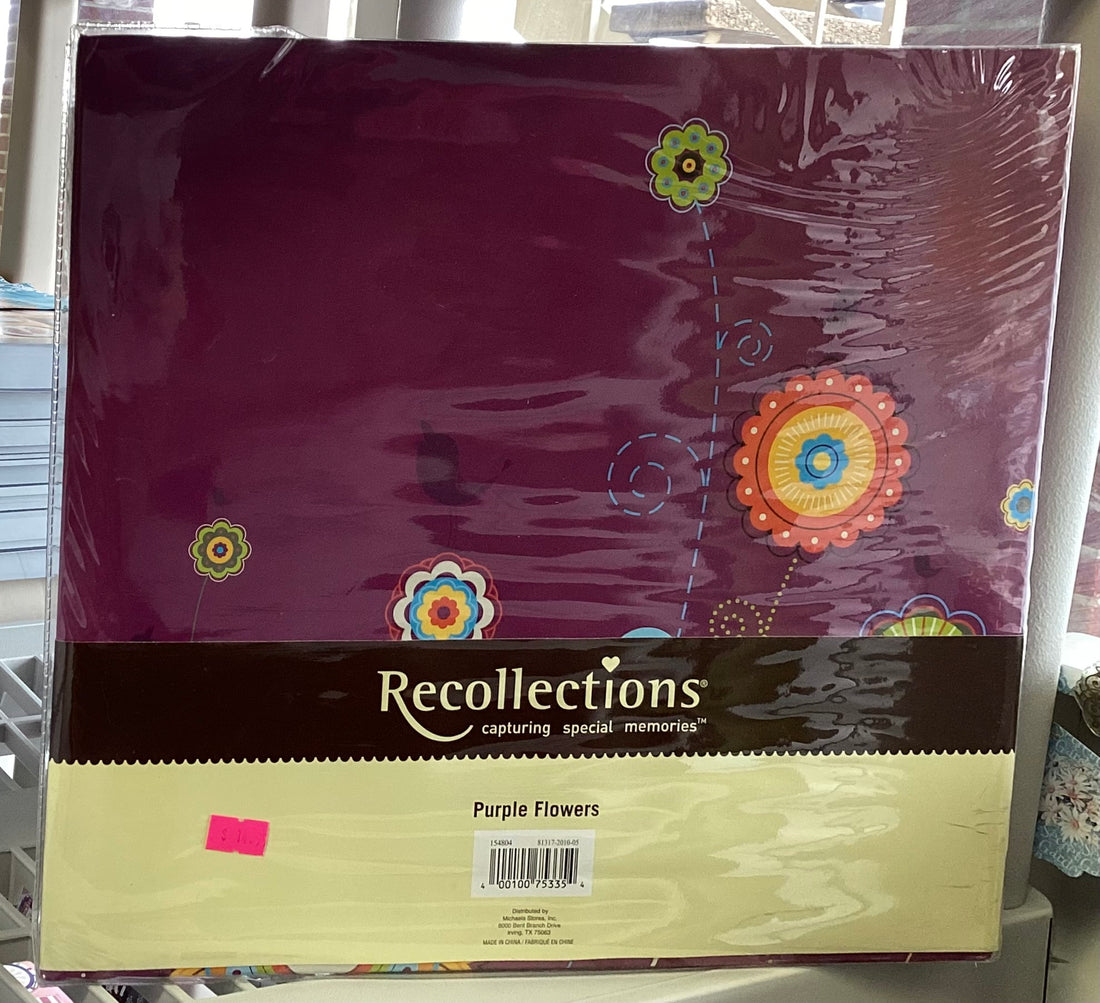 Recollections PURPLE FLOWERS 12"X12" Postbound Scrapbook Album