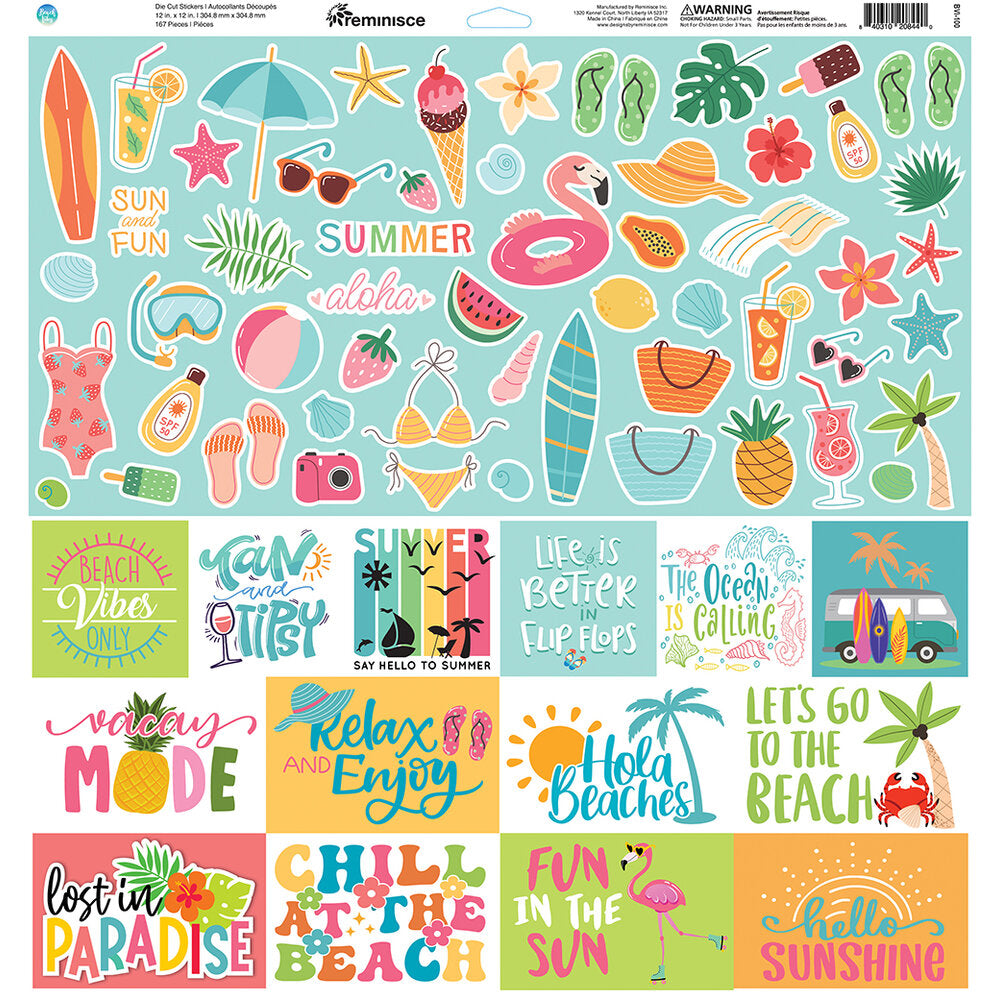 Reminisce BEACH VIBES 12"X12" Scrapbook Kit 9pc