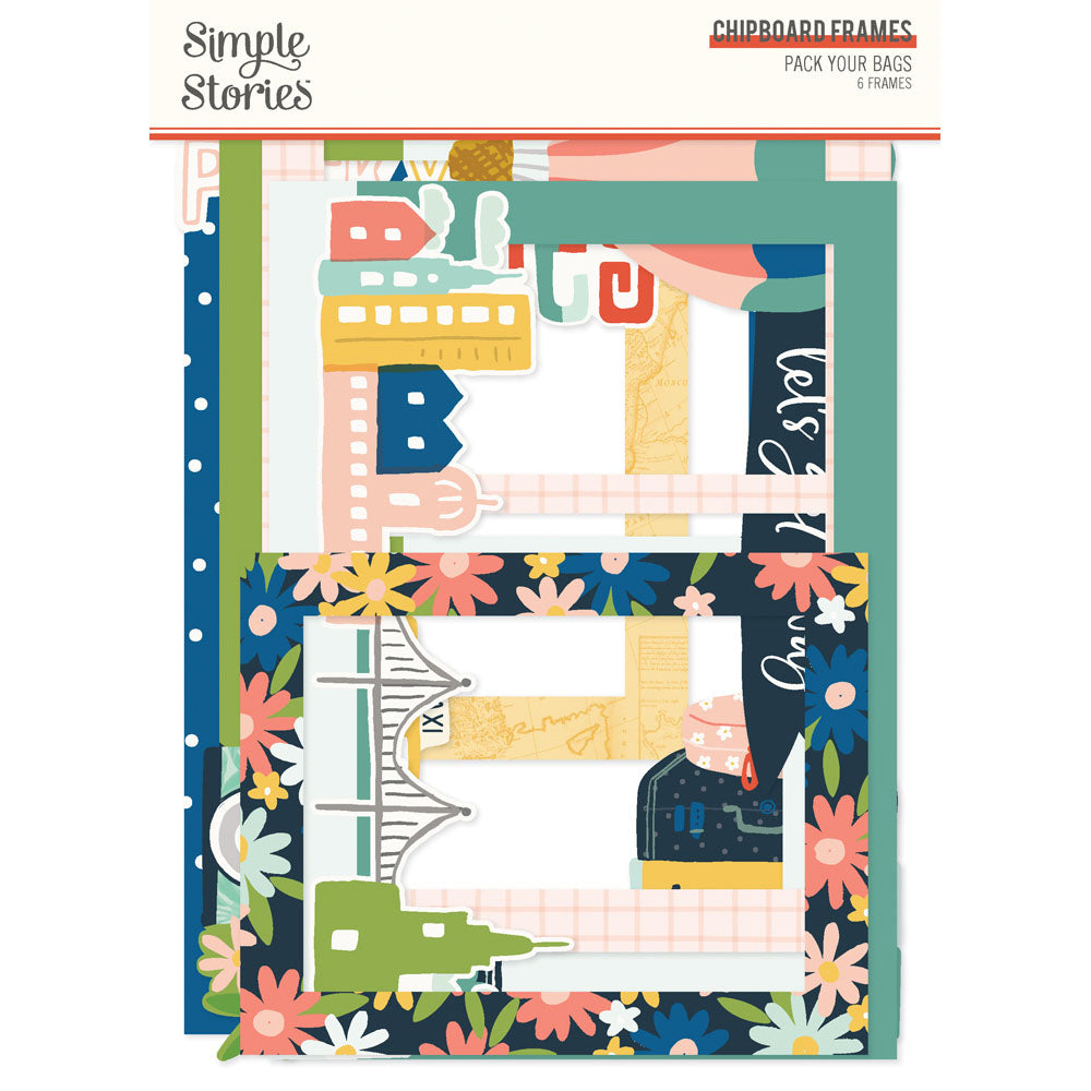 Simple Stories PACK YOUR BAGS Chipboard Frames 6pc