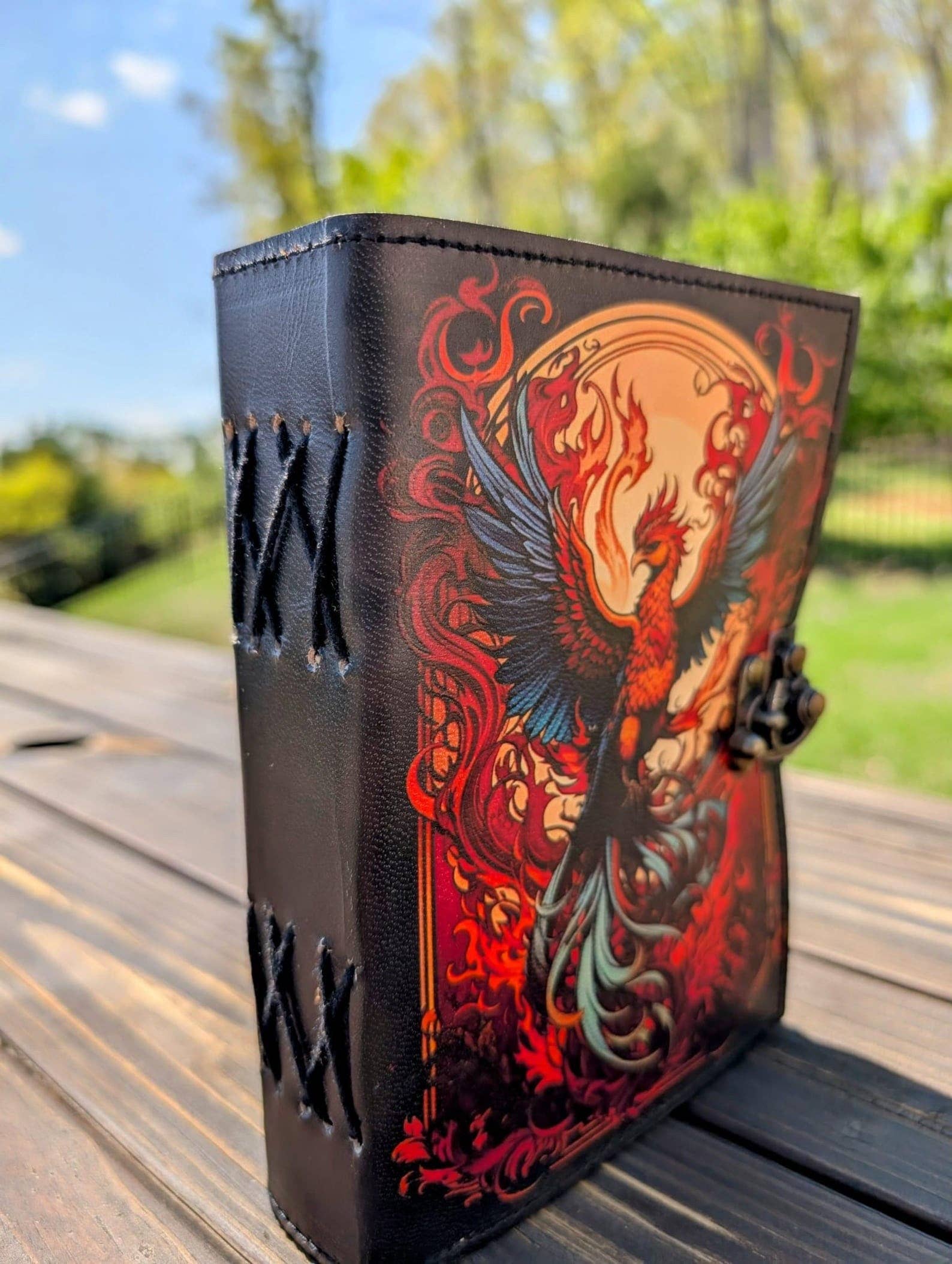 Soft Leather Journal Grimoire PHOENIX REBIRTH Handmade Blank A7