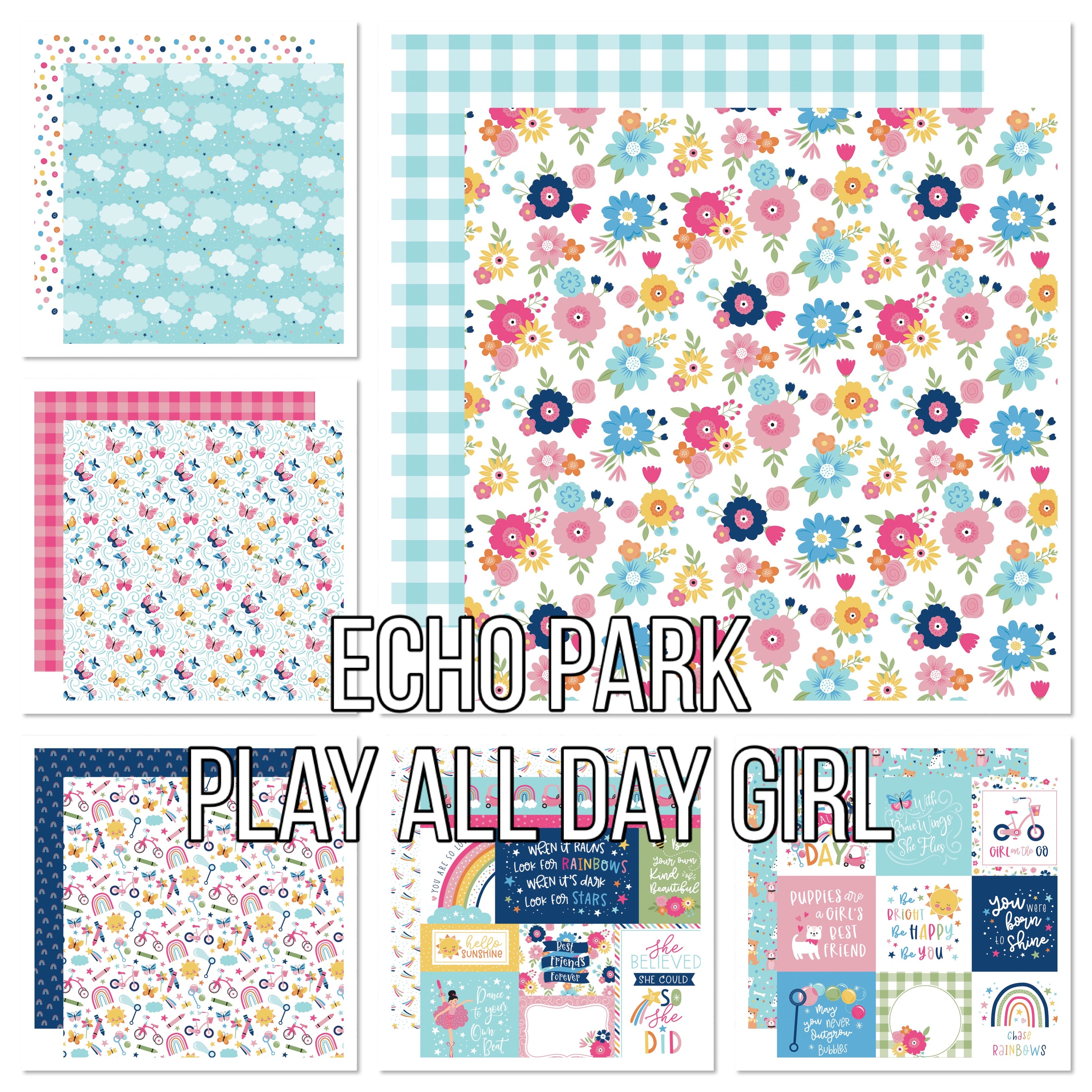 Echo Park PLAY ALL DAY GIRL 12”X12” Scrapbook Paper