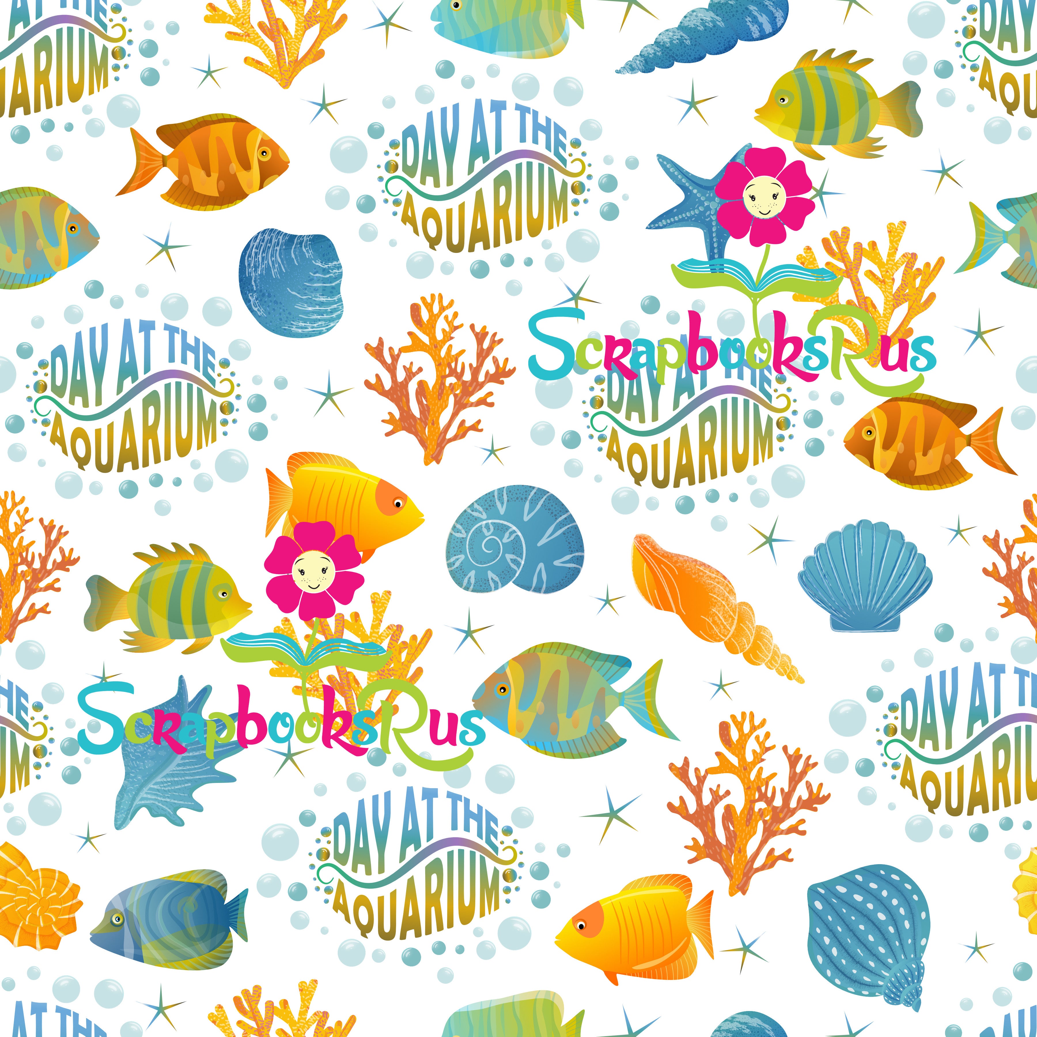 Scrapbooksrus AT THE AQUARIUM PACK 12pc 12"X12" Scrapbook Paper