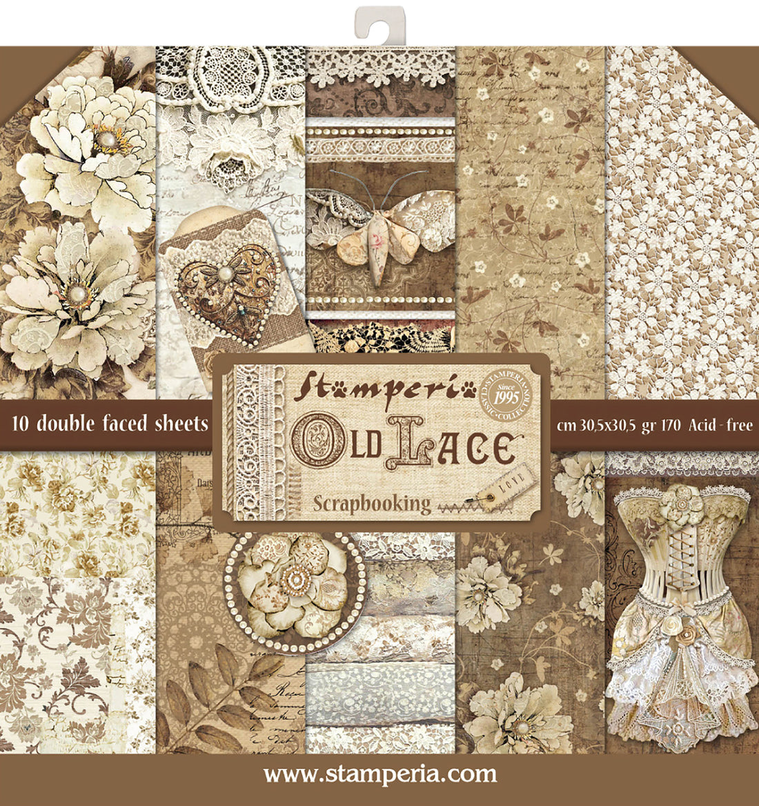 Stamperia OLD LACE 12"X12" Scrapbooking Paper Pack 10pc
