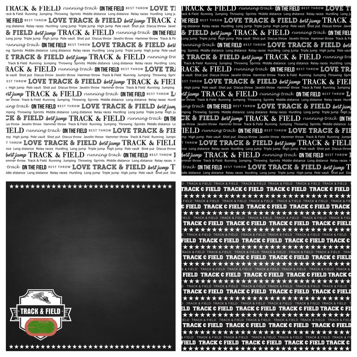 Scrapbook Customs TRACK & FIELD 12”X12” Paper Pack 4pc