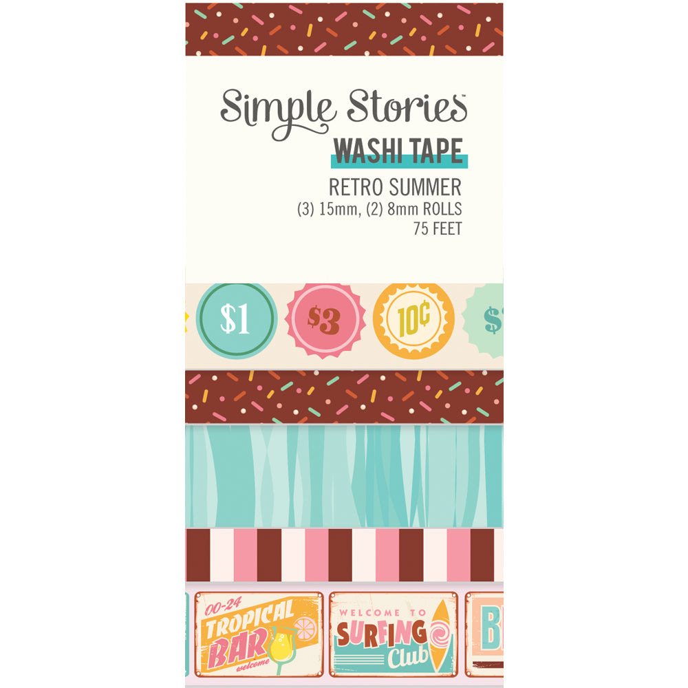 Simple Stories RETRO SUMMER Washi Tape 5 Rolls