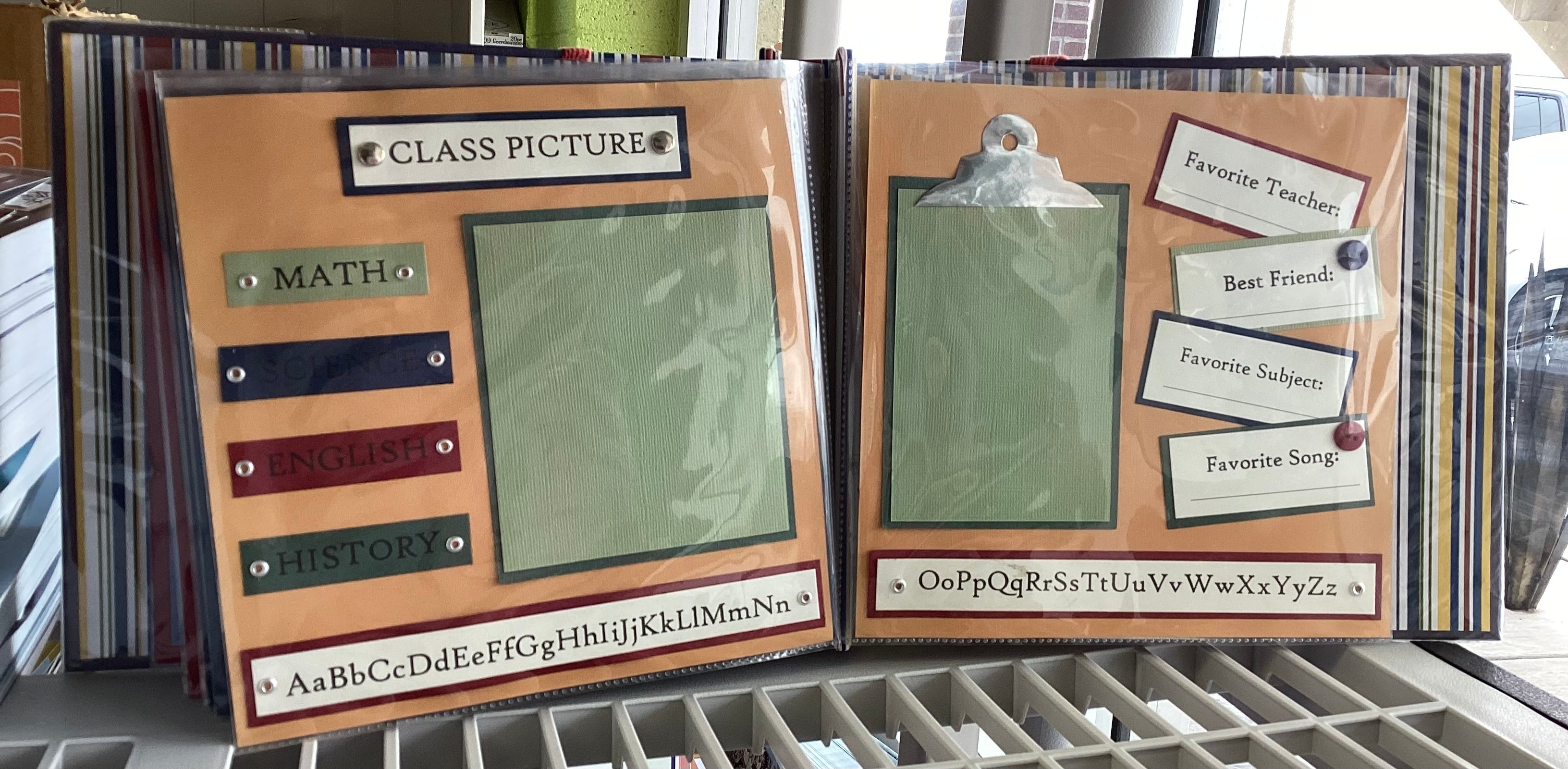 PREMADE ABC SCHOOL 8"X8” Postbound Scrapbook Album