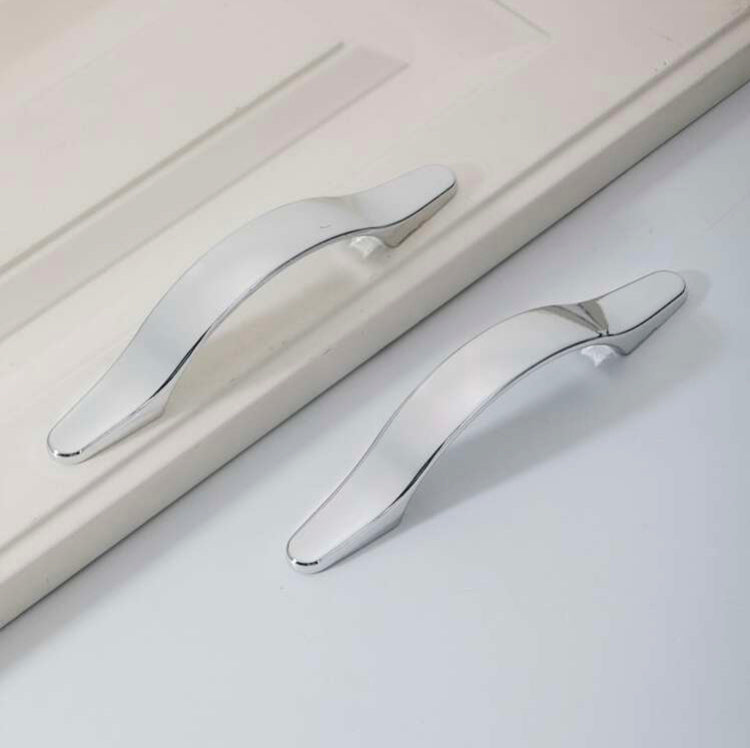 Silver Metallic Plastic CABINET HANDLE SMOOTH Drawer 2pc