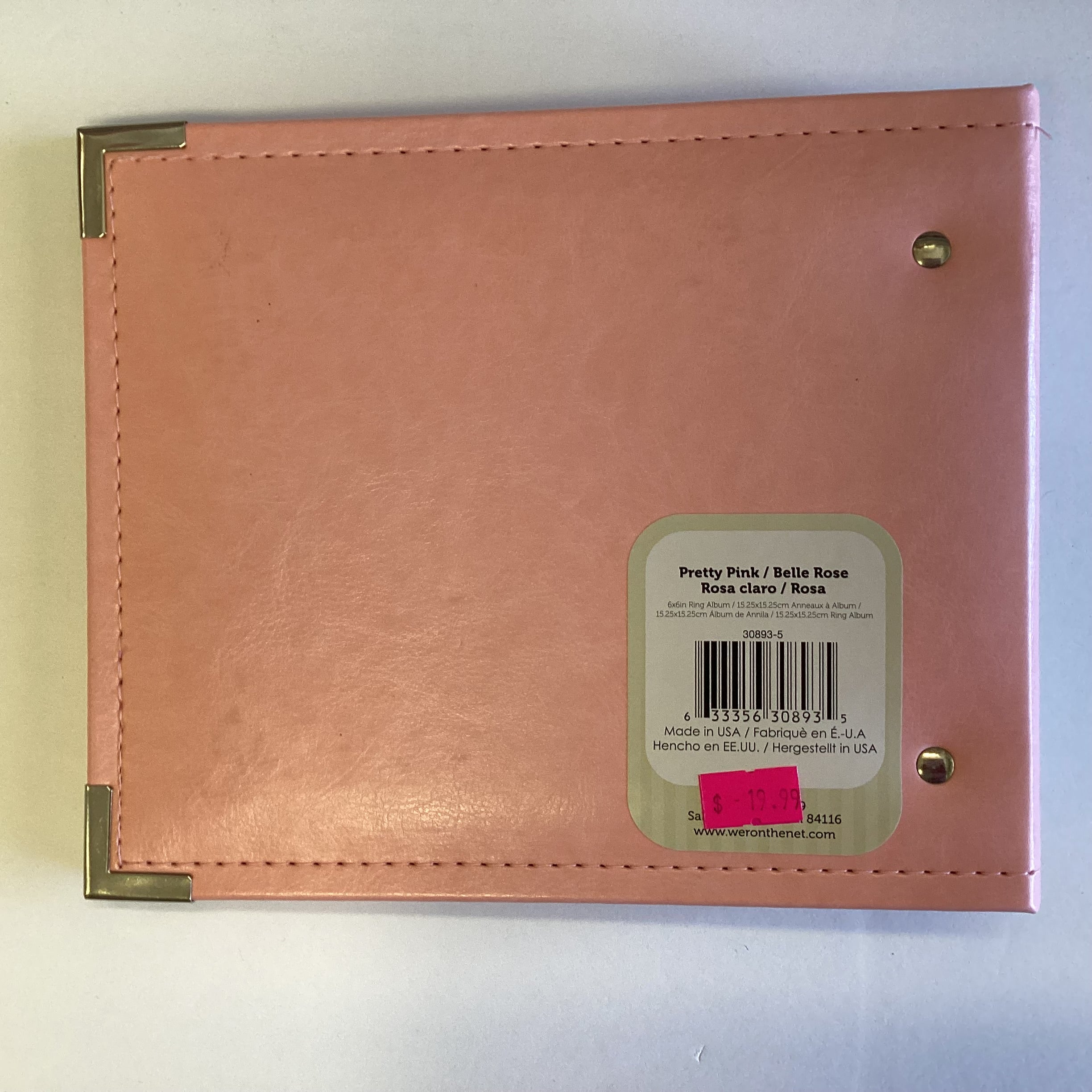 WeR Classic Leather PRETTY PINK 6"X6" Scrapbook Album