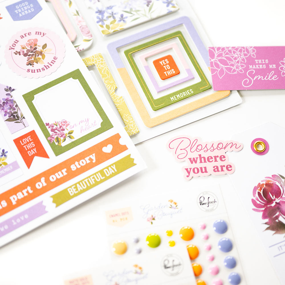 Pinkfresh Studio GARDEN BOUQUET Chipboard Frames 26pc