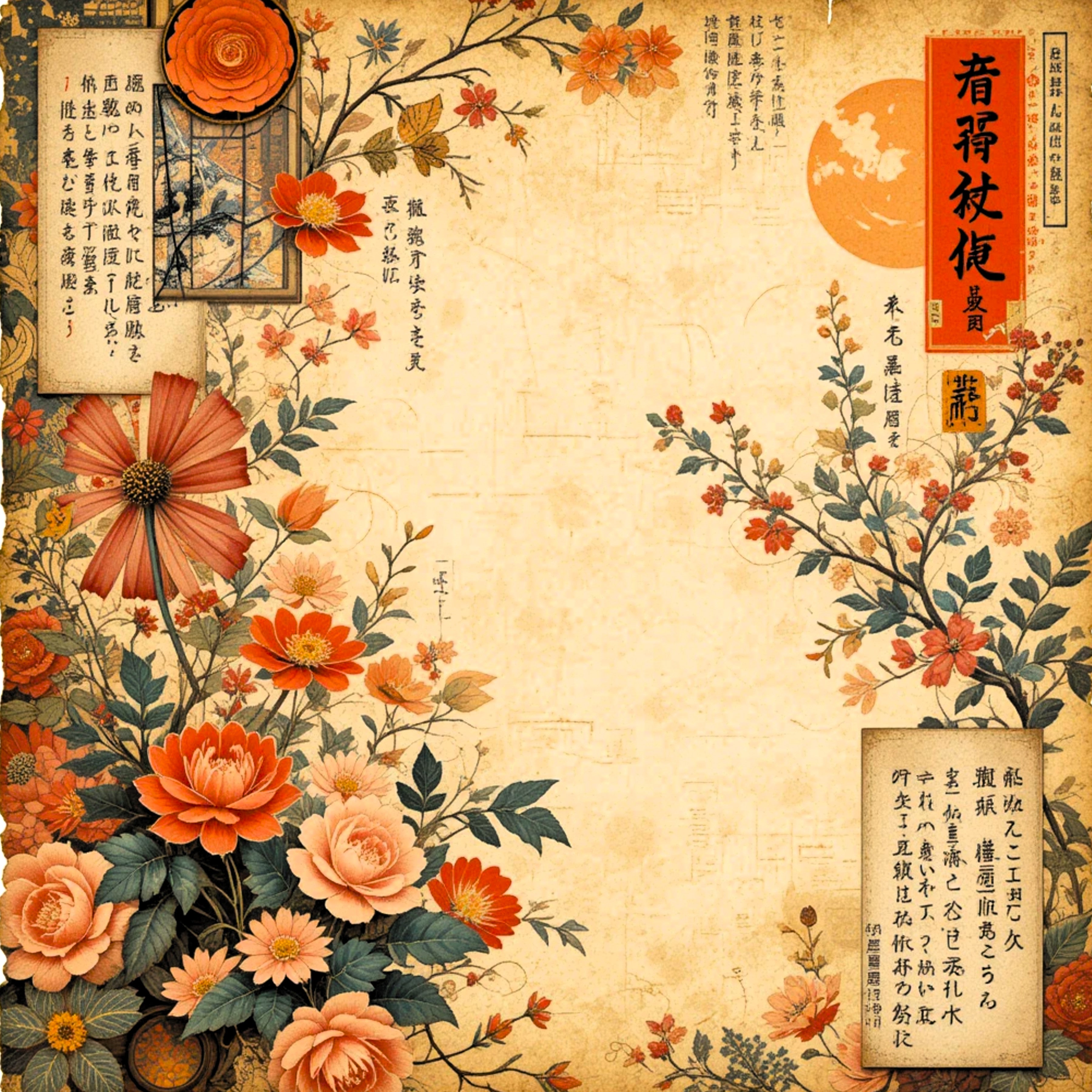 Scrapbooksrus WHISPERS OF OLD JAPAN PACK 12pc 12"X12" Scrapbook Paper