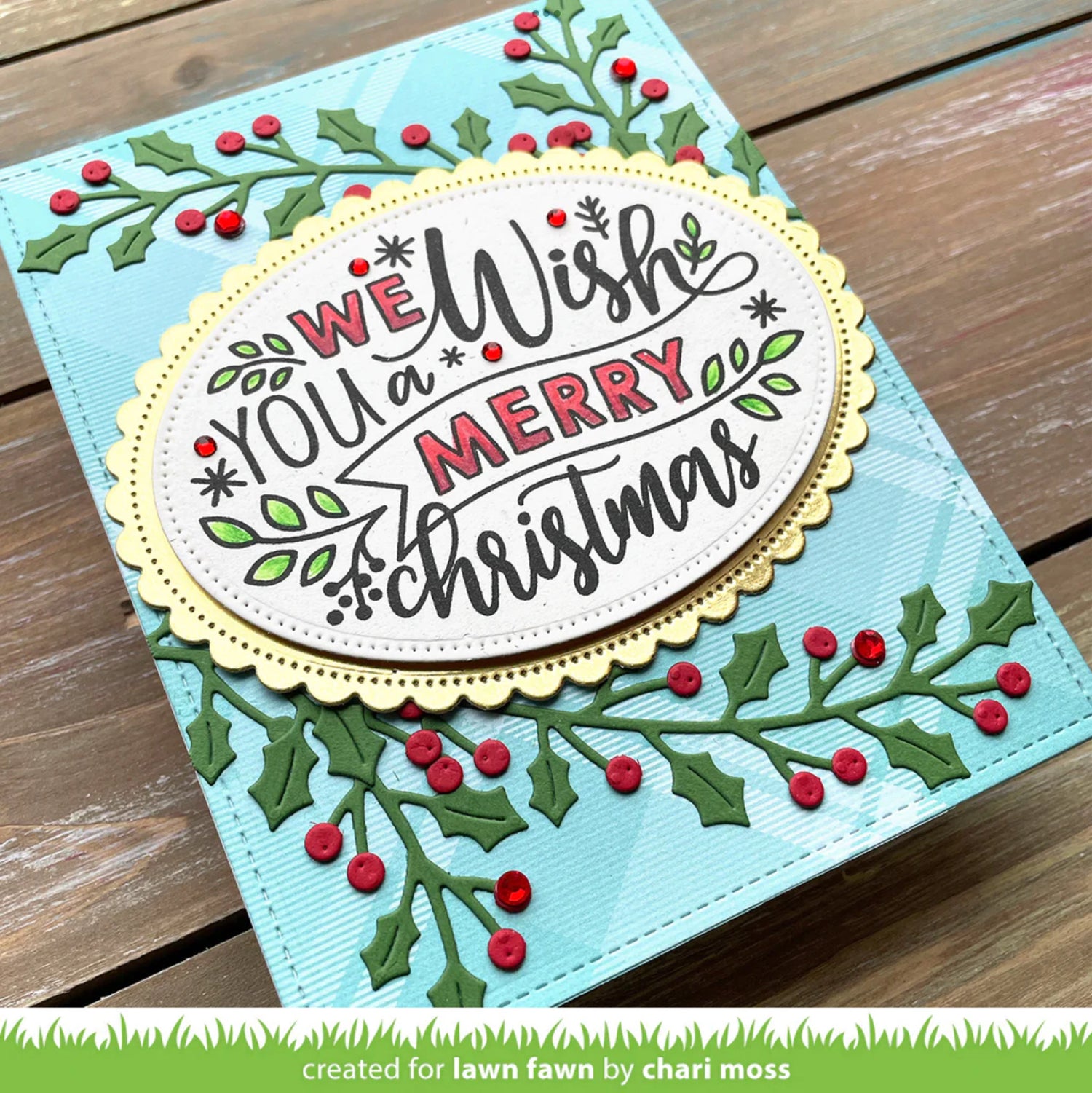 Lawn Fawn Cuts HOLLY LEAVES BORDER Custom Craft Dies 3pc