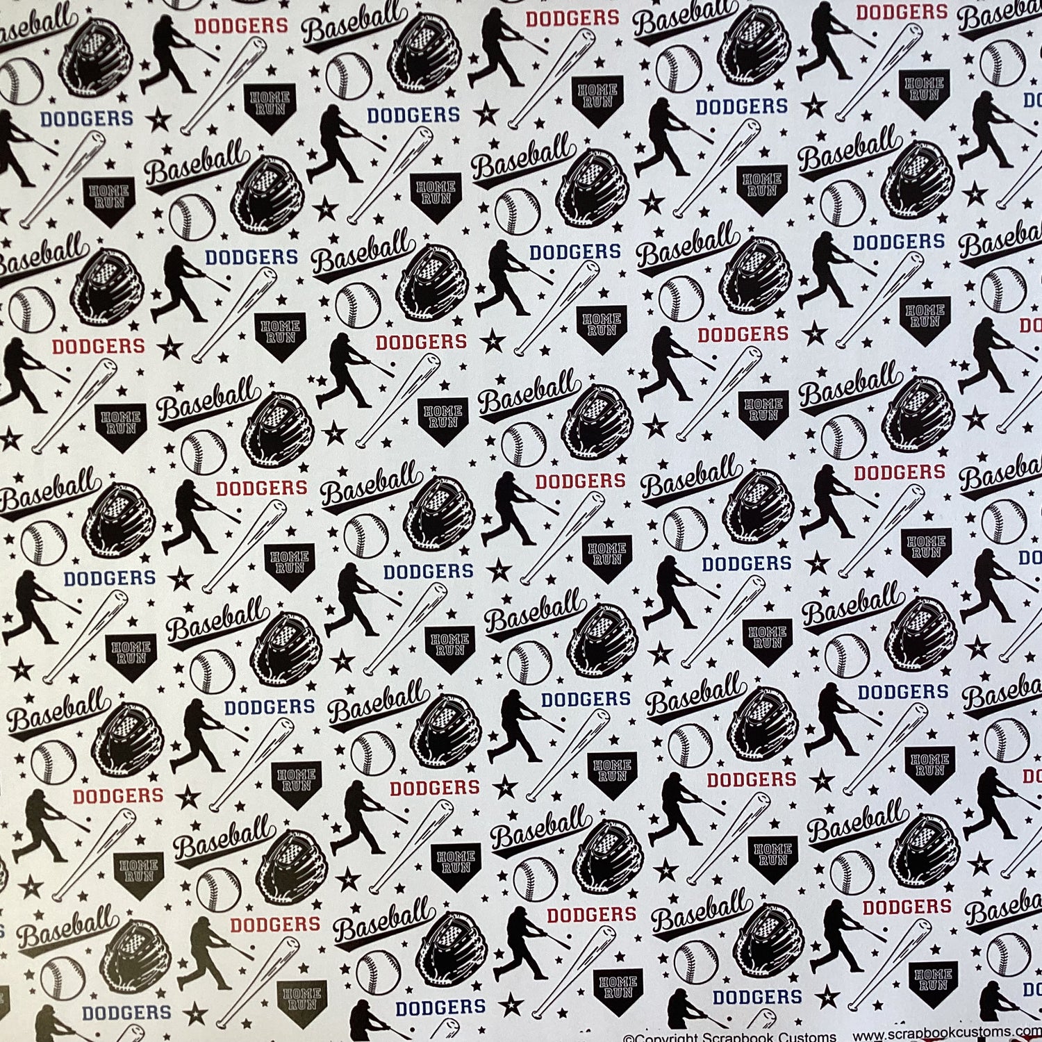 Scrapbooksrus DODGERS BASEBALL 12"X12" Scrapbook Paper Kit 12 Sheets