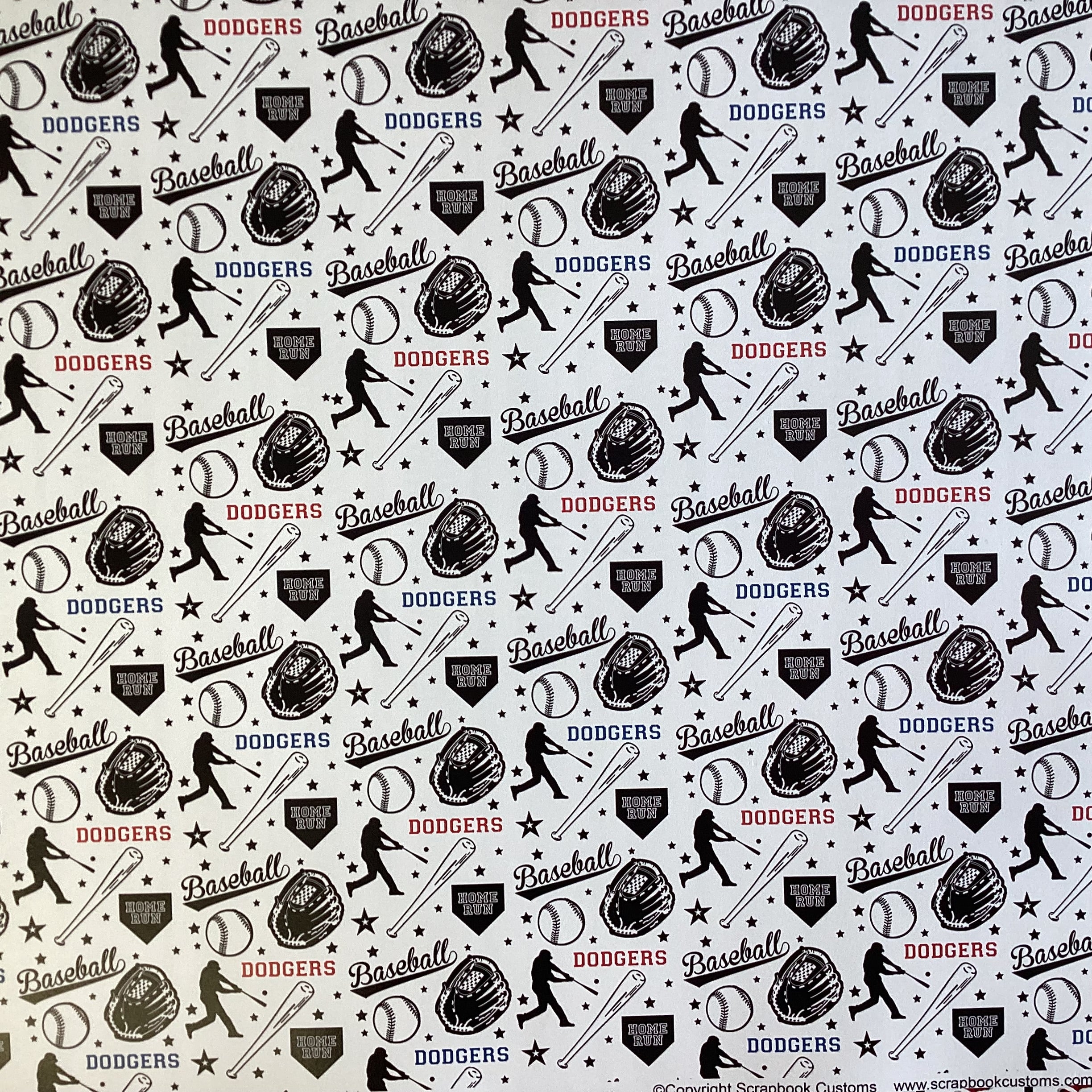 Scrapbooksrus DODGERS BASEBALL 12"X12" Scrapbook Paper Kit 12 Sheets