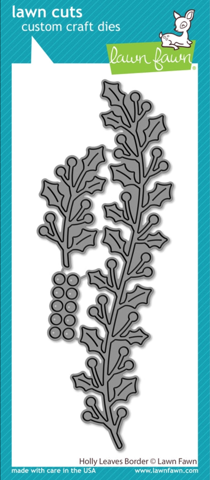 Lawn Fawn Cuts HOLLY LEAVES BORDER Custom Craft Dies 3pc