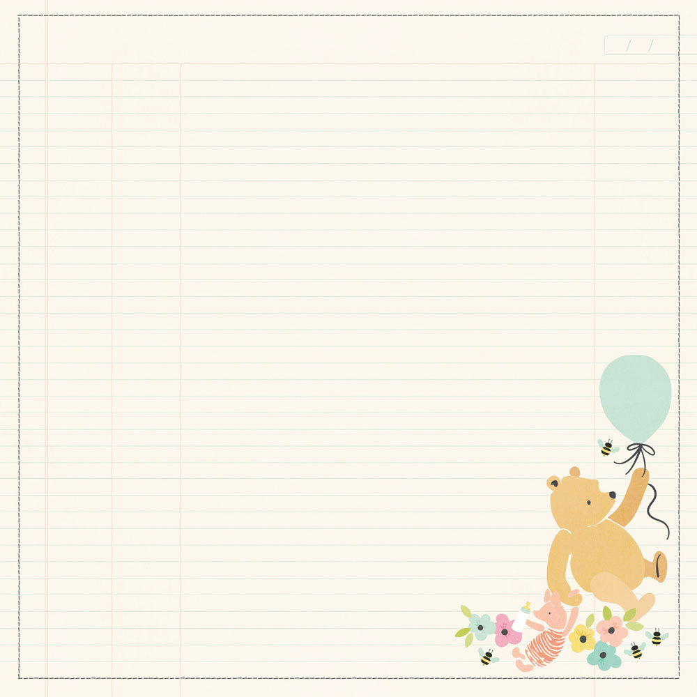 Simple Stories Say Cheese Classic Pooh Baby LITTLE ONE 12”X12” Scrapbook Paper