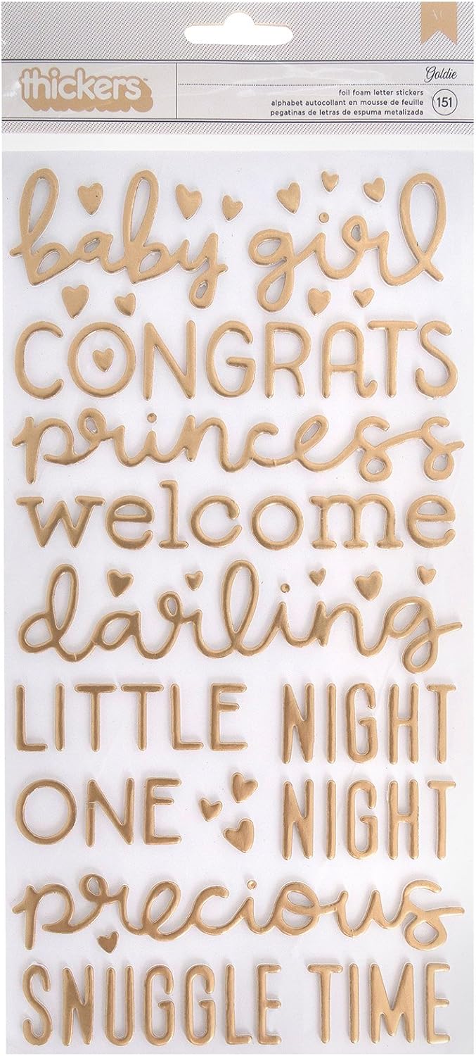 Thickers Pebbles Night Night GOLDIE Puffy Phrase Stickers 151pc