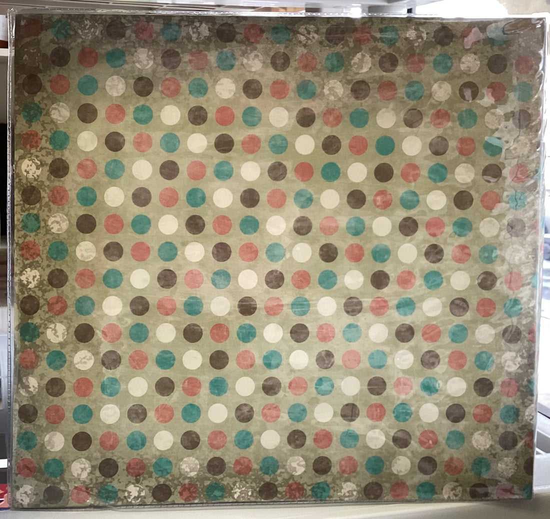 BROWN PINK TEAL DOTS 12”x12” Postbound Scrapbook Album