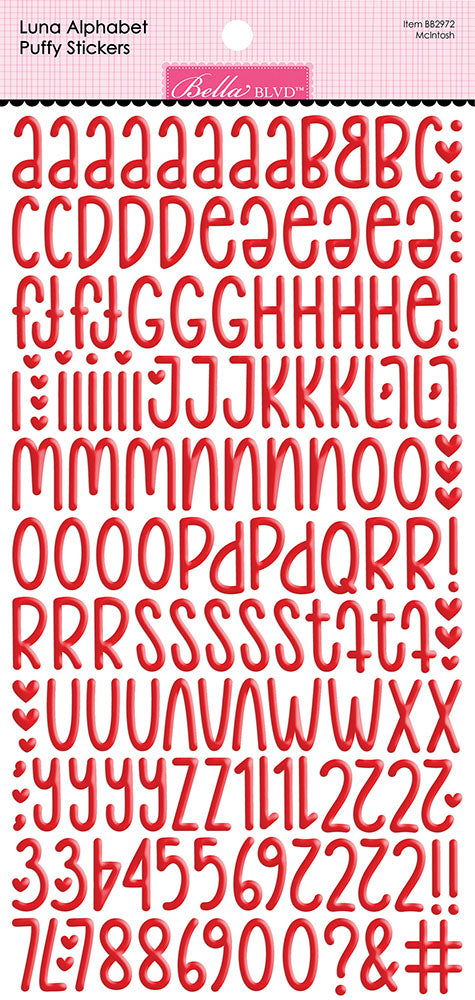 Bella Blvd LUNA ALPHABET Puffy Stickers Letters Numbers