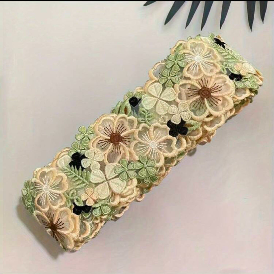 Scrapbooksrus Embroidered Lace APRICOT FLOWERS Ribbon 1 yard Trim