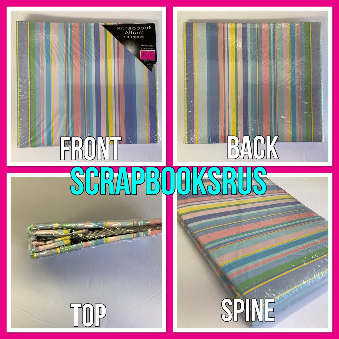 Robert Alan STRIPED 6"X6" Mini Scrapbook Album