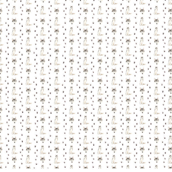 Scrapbook Customs SIBERIAN HUSKY DS Watercolor 12"X12" Scrapbook Paper