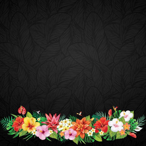 Scrapbook Customs DARK TROPICAL FLORAL 12”X12” Paper Pack