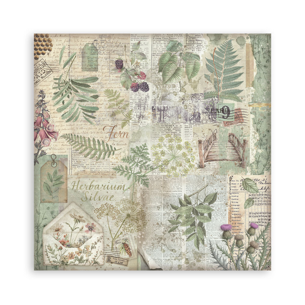 Stamperia HERBARIUM SILVAE 12”X12” Maxi Backgrounds Paper Pad