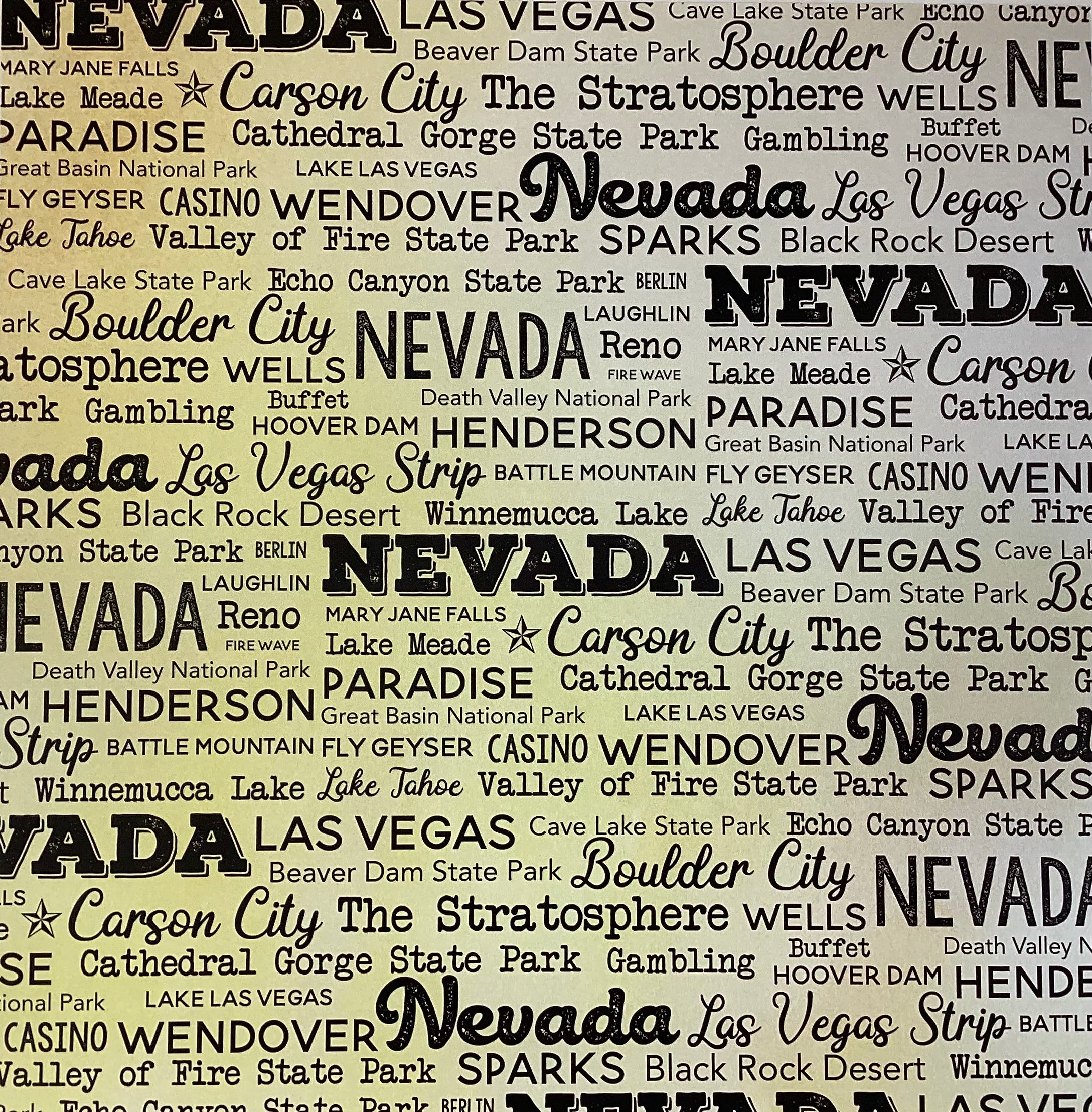 NEVADA POSTAGE MAP Double Sided 12"X12" Scrapbook Travel Paper