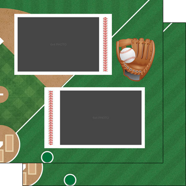 Scrapbook Customs Quick Pages BASEBALL LEFT & RIGHT 12"X12" Scrapbook Papers