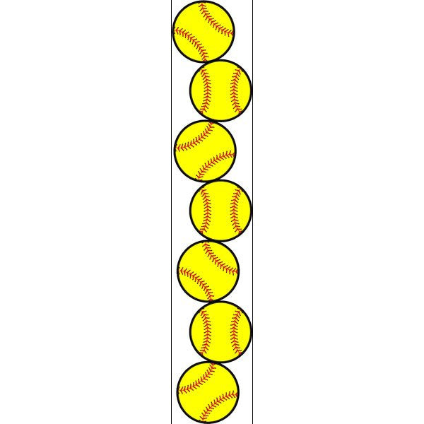 Row of yellow softball graphics on a white background