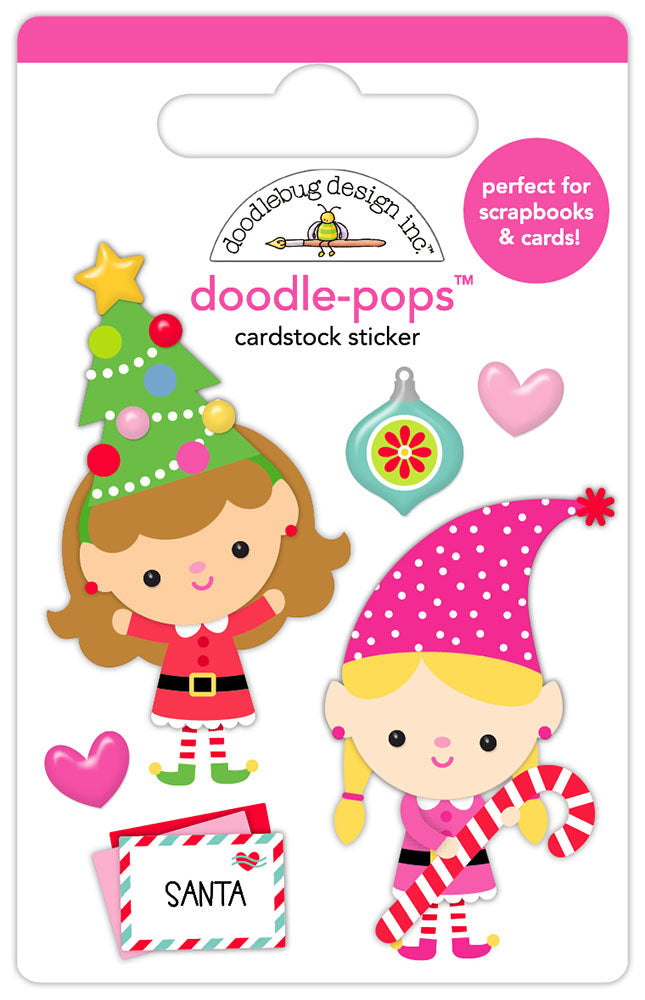 Doodlebug Doodle-Pops Oh What Fun PLAYFUL PIXIES 3D Stickers