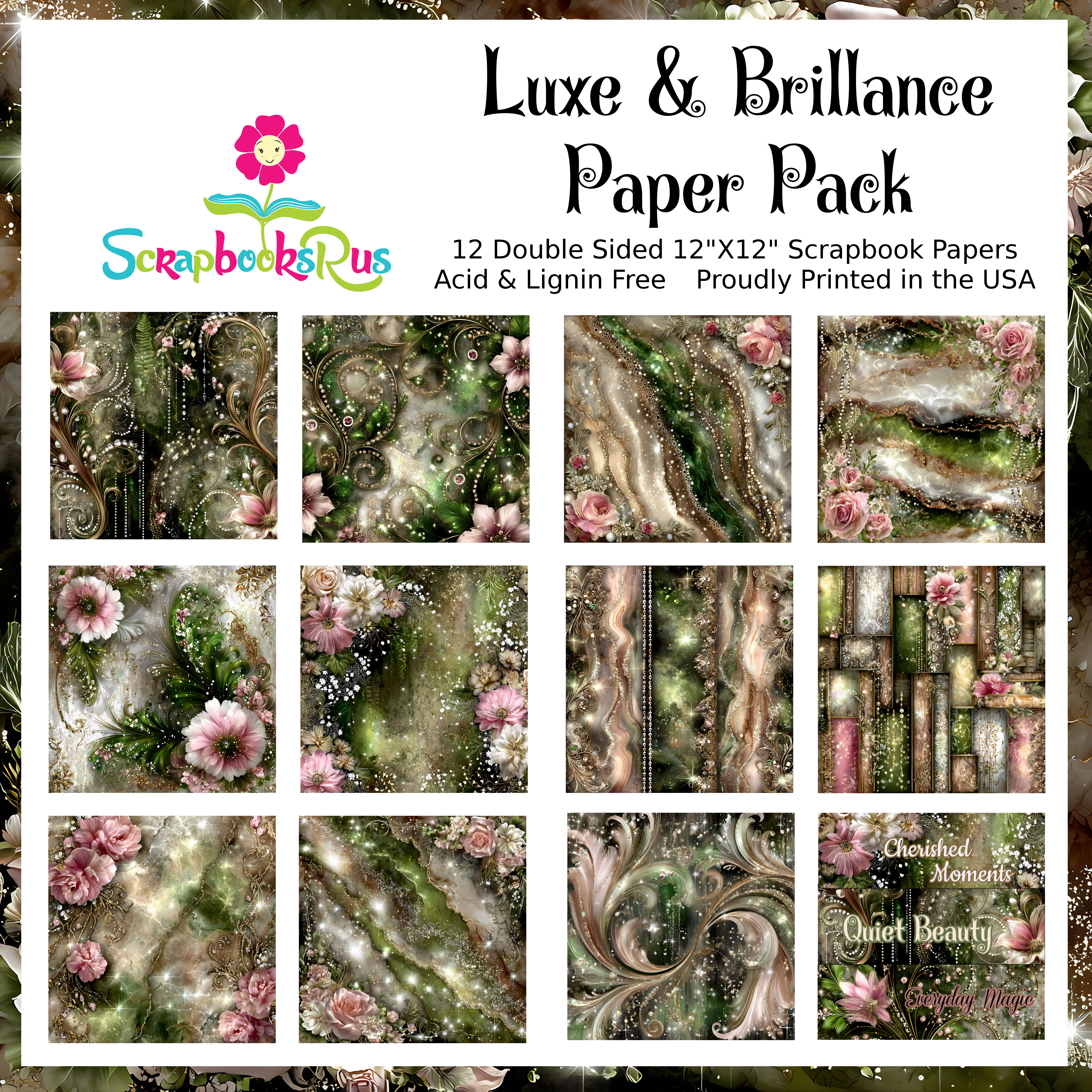 Scrapbooksrus LUXE & BRILLANCE PACK 12pc 12"X12" Scrapbook Paper