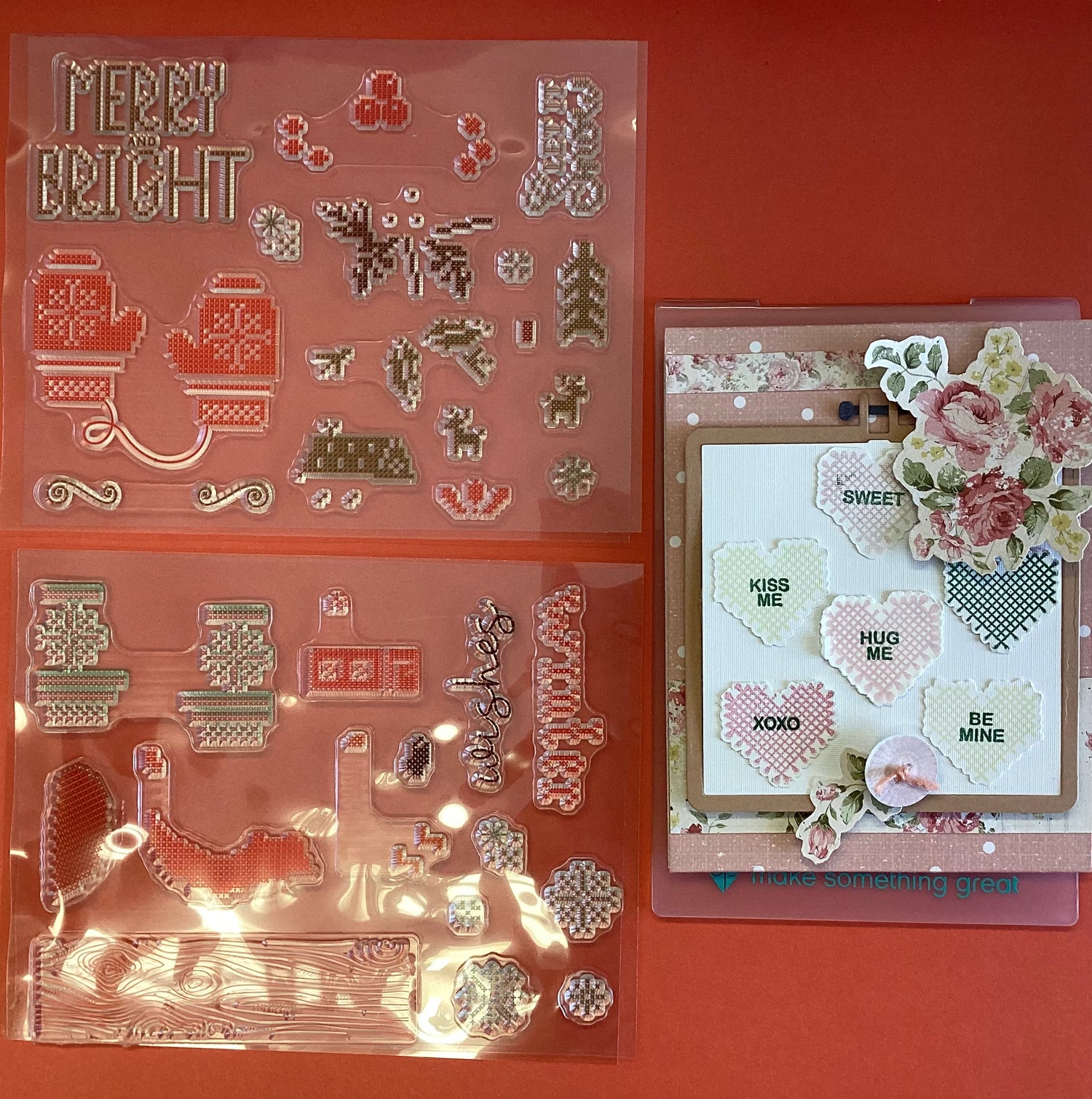 Diamond Press WINTER EMBROIDERY HOOP Stamp & Die Set