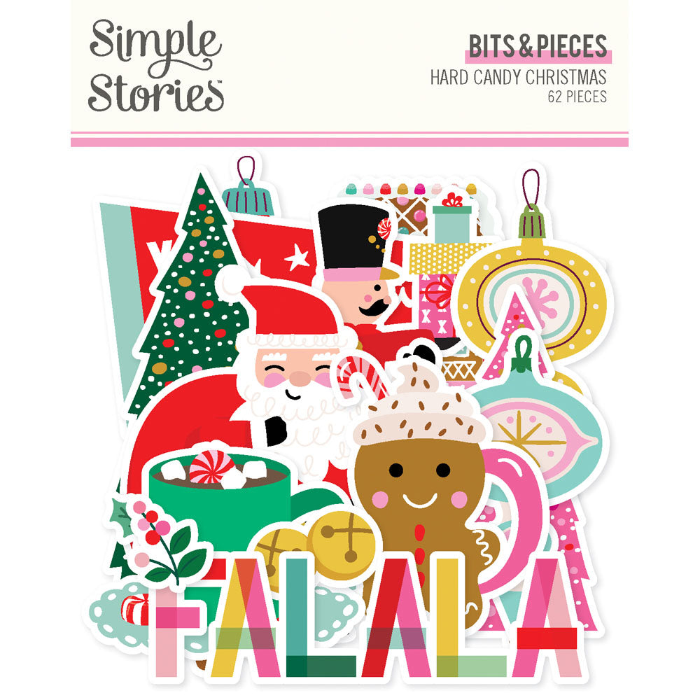 Simple Stories HARD CANDY CHRISTMAS Bits & Pieces 62pc