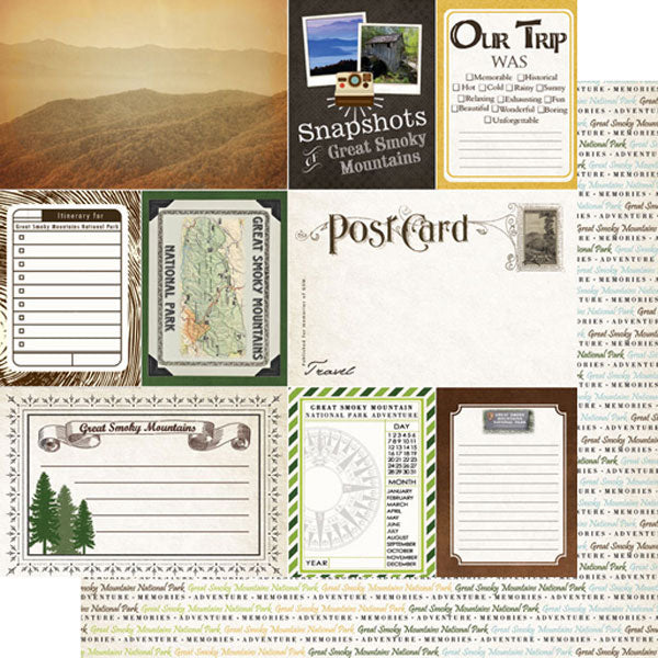 Scrapbooksrus GREAT SMOKY MOUNTAINS KIT 12"x12" Scrapbook Paper Stickers 5pc