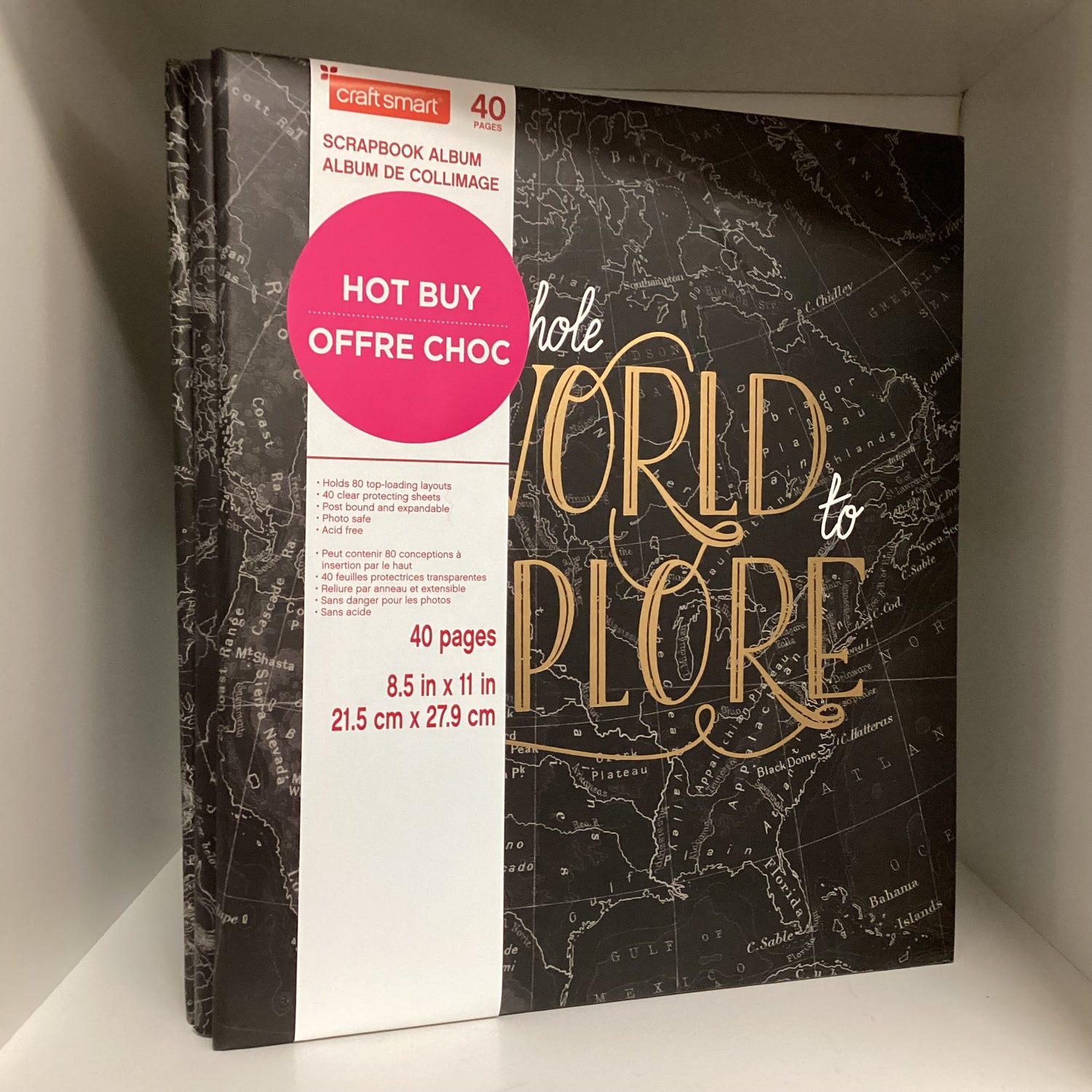 Postbound Album 8.5"X11” WHOLE WORLD TO EXPLORE Scrapbook Memory Album