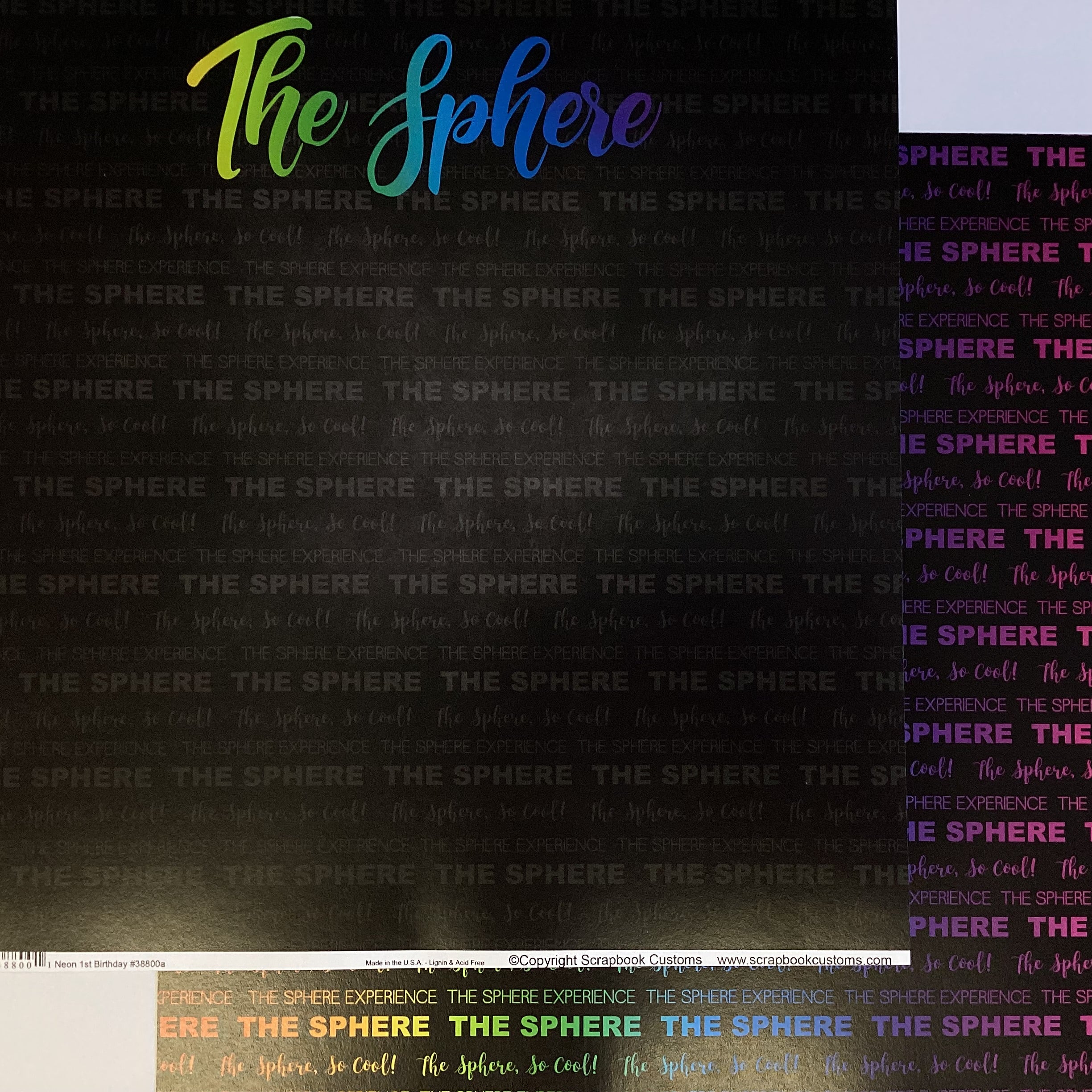 Neon THE SPHERE 12"X12" Downtown Las Vegas Scrapbook Paper