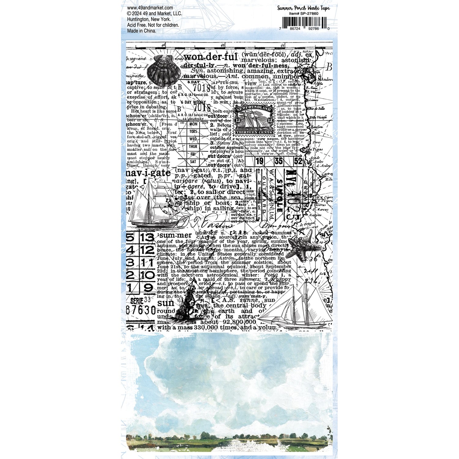 49 and Market SUMMER PORCH WASHI TAPE 6”X12”