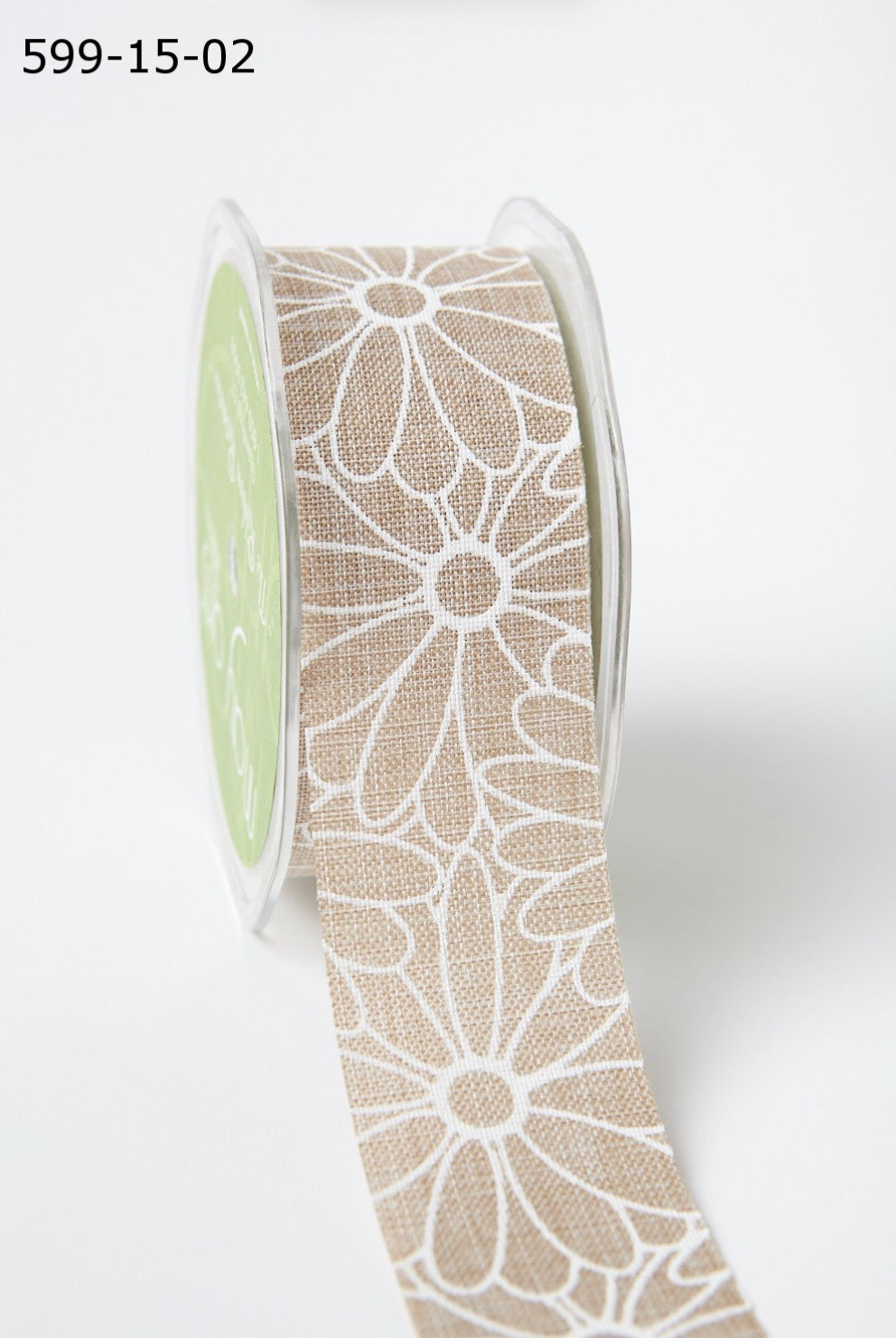 May Arts 1.5” STIFF WHITE DAISY FLOWER Print Ribbon 1 Yard yd
