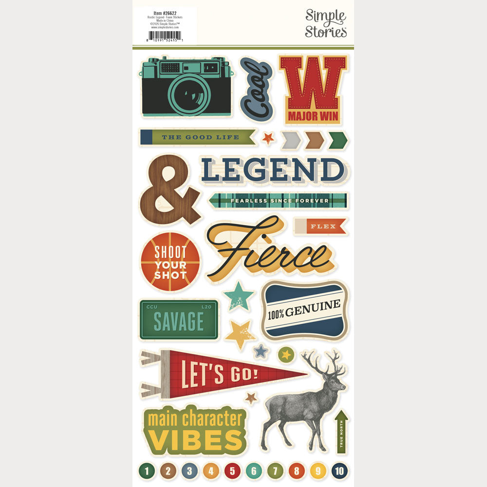Simple Stories RUSTIC LEGEND Foam Stickers 62pc
