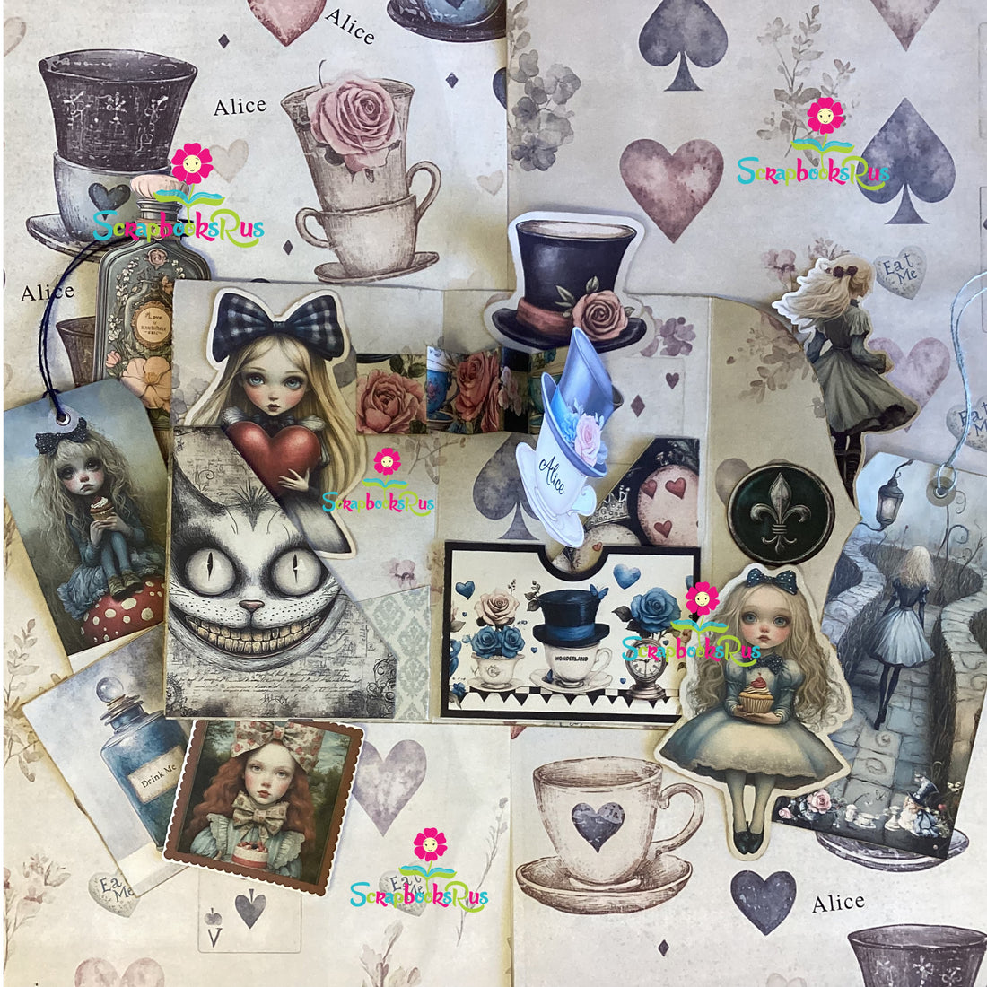 Scrapbooksrus ALICE IN WONDERLAND FOLIO KIT Using By Jen Elements
